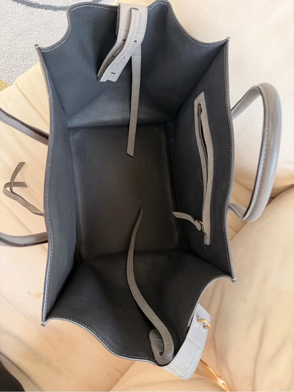 Celine Nubuck Gray Croc-Embossed Phantom Luggage